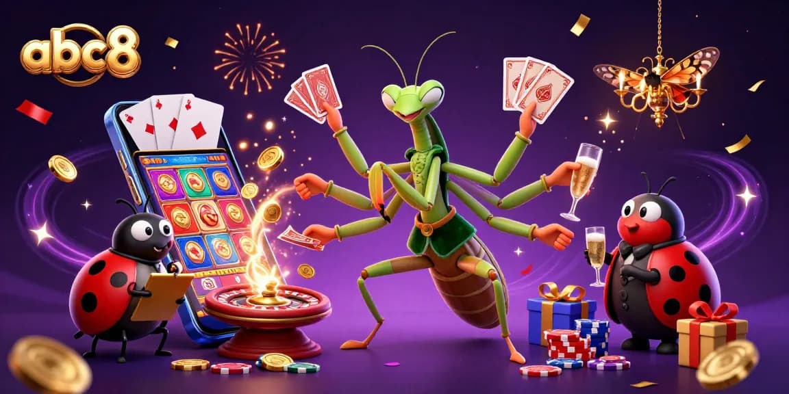 Engage in thrilling gameplay at abc8 with the giant praying mantis dealer and ladybug pit boss.