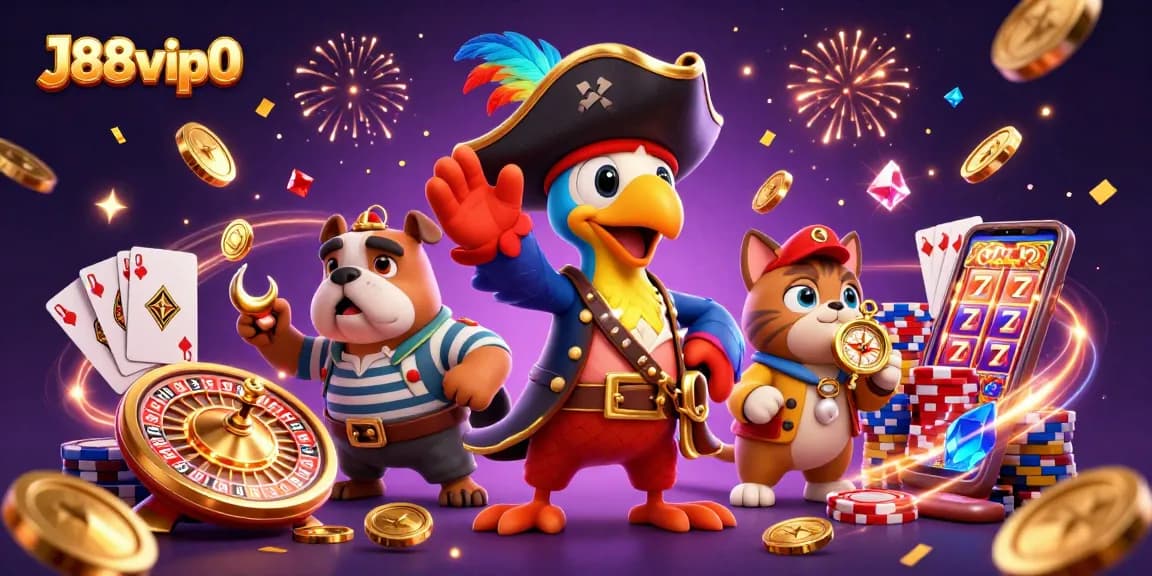 Experience the thrill with J88vip0 as the pirate captain and friends summon fortune!