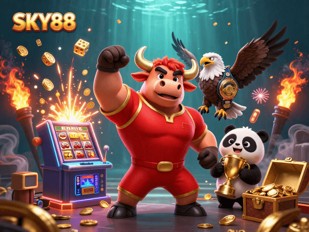 Win big with SKY88 at the vibrant casino with exciting characters and dynamic game elements.