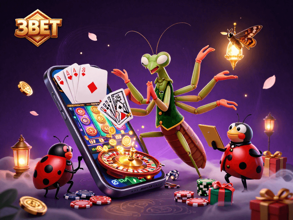 Experience dynamic gaming with 3BET through a vibrant casino scene full of action.