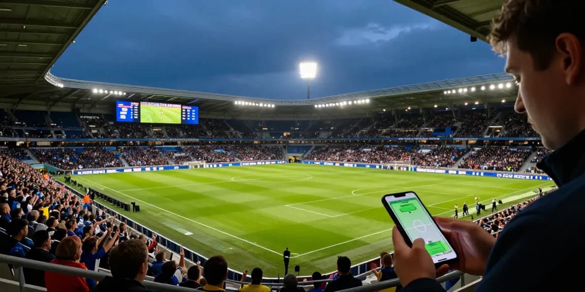 Live World cup - Cabong TV betting predictions with match odds displayed on stadium scoreboard.