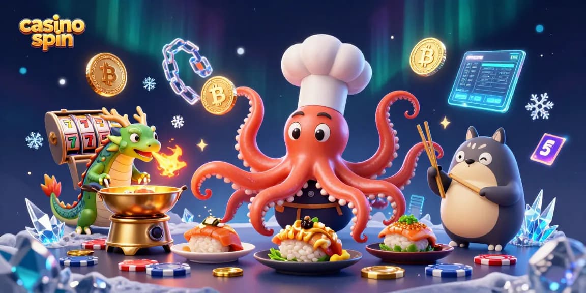 Experience casino spin excitement with a vibrant 3D illustration combining gaming elements and dynamic characters.