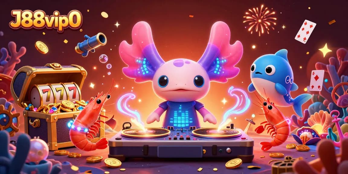 Experience the thrill of J88vip0 with engaging gameplay in a vibrant cartoon casino scene.