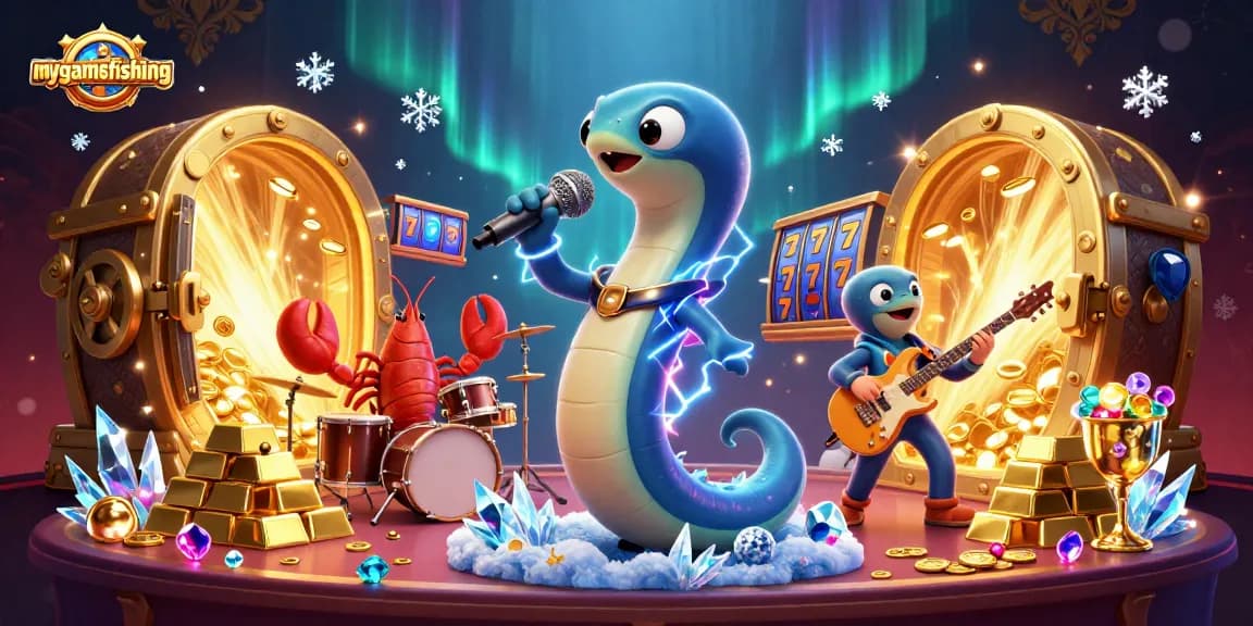 Experience the vibrant mygamefishing underwater casino with electric eel DJ and dazzling riches.