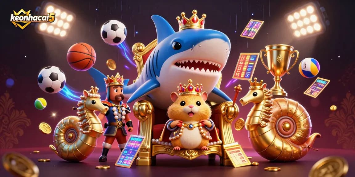 Bet on keonhacai5 with a golden hamster king and vibrant 3D sports action