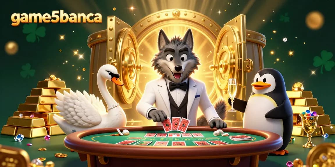 Engage in exciting baccarat action with game5banca's charming characters and gold treasures.