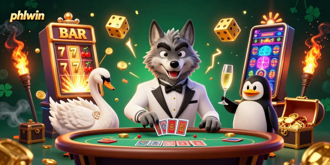 Experience the excitement of phlwin with engaging games and dynamic casino elements in a colorful scene.