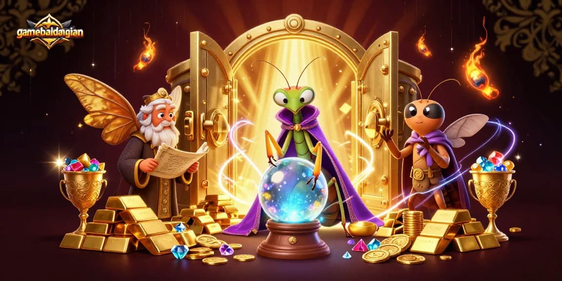Engage in thrilling gameplay with gamebaidangian's vibrant 3D scene showcasing fortune tellers and treasures.