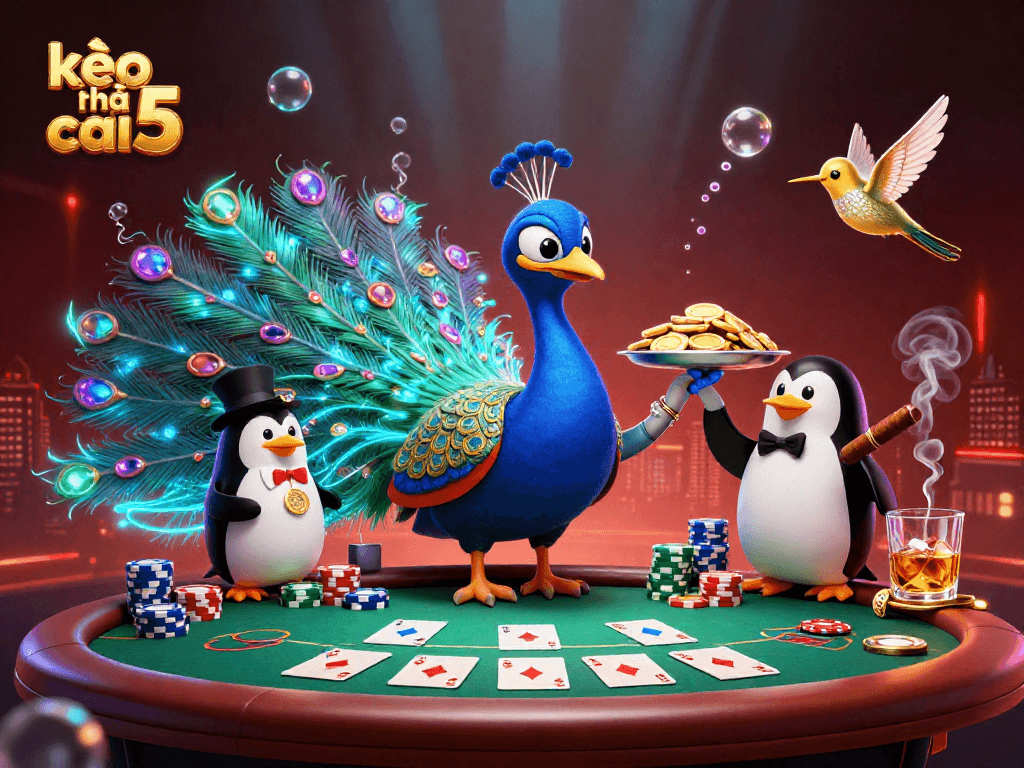 Engage in exciting gameplay at kèo nhà cái 5 with vibrant 3D casino illustration showcasing poker elements.