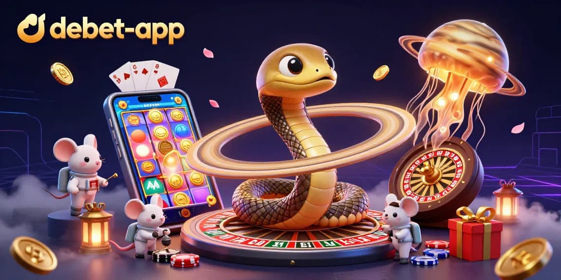 Experience thrilling bets with debet-app in a vibrant 3D casino universe filled with cosmic characters.
