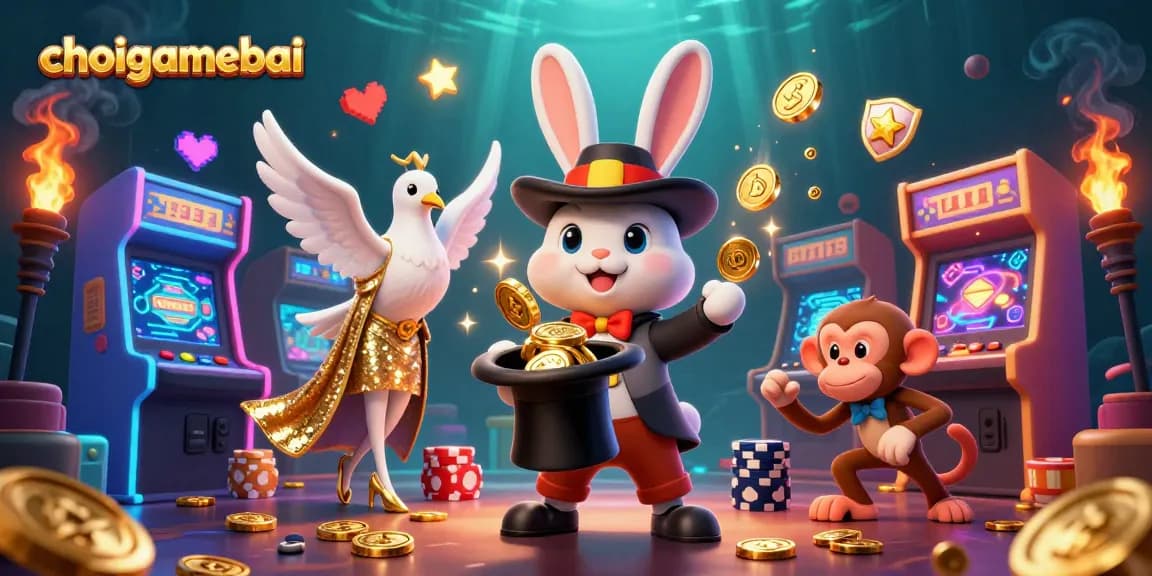 Enhance your strategy in choigamebai with a vibrant 3D casino scene featuring magical elements.