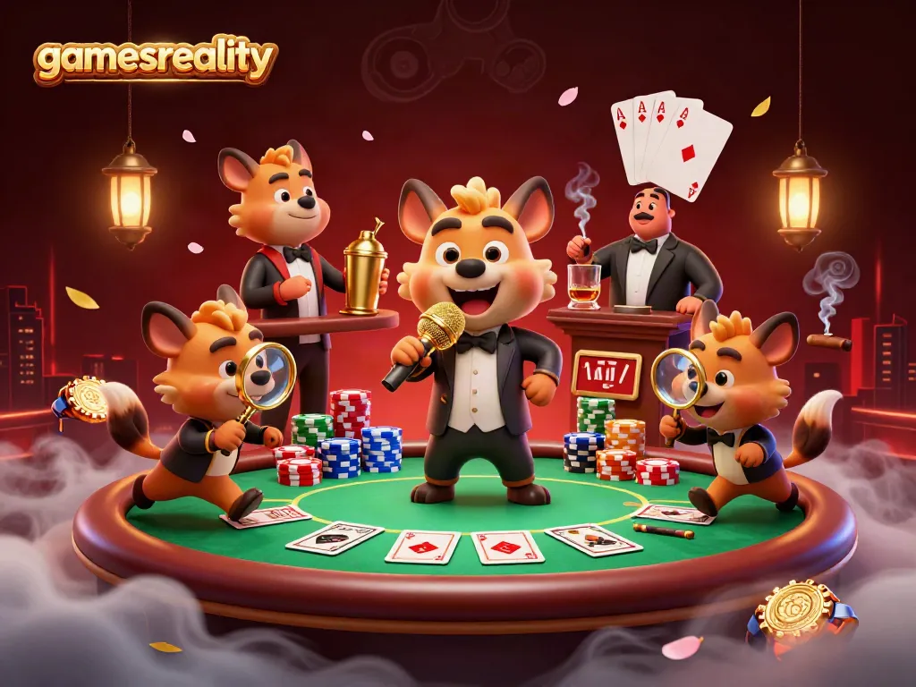 Engaging illustration of a comedy casino club run by hyenas showcasing gamesreality entertainment.