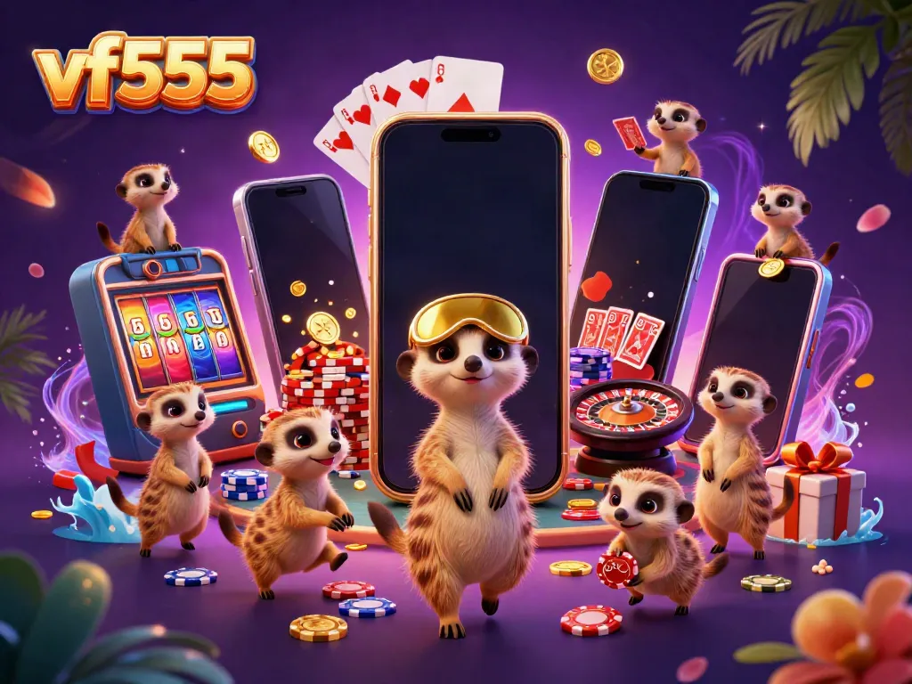 Experience exhilarating moments with vf555 as meerkats lead a vibrant casino scene