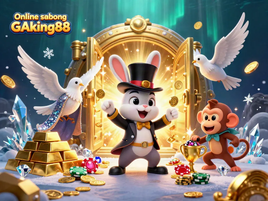 Experience thrilling action with Online sabong GAking88, featuring vibrant characters and dazzling casino elements.
