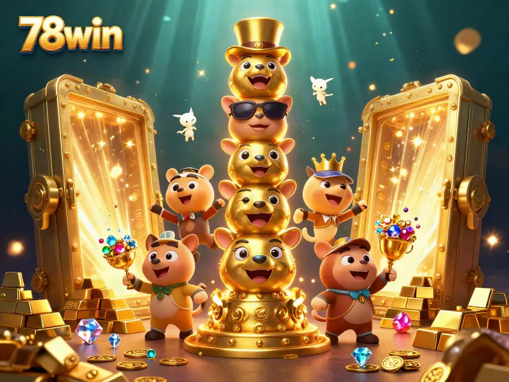 Engage in thrilling online gambling with 78win’s lively cartoon scene full of treasures and excitement.