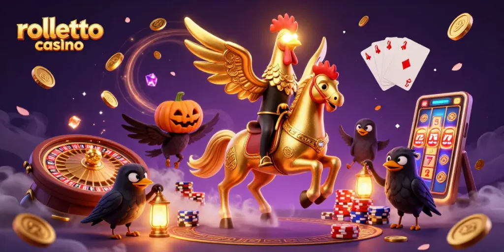 Experience thrilling gameplay at rolletto casino with gold coins and lantern light illuminating the night.