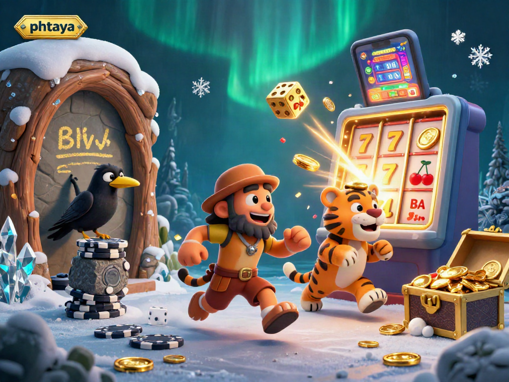 PHTAYA reels in excitement with a vibrant prehistoric casino scene featuring bold characters and jackpot action.