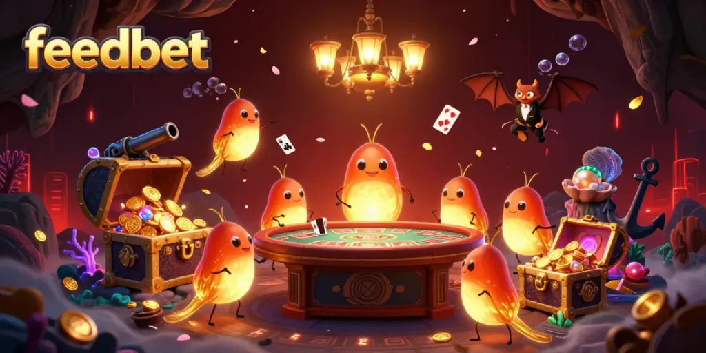 Experience the excitement of feedbet with glowworms lighting a vibrant cave casino, filled with thrilling gaming elements.