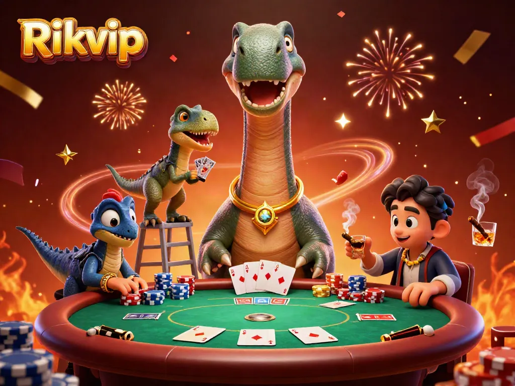 Engage with Rikvip’s vibrant gaming scene featuring dynamic characters and rich casino elements.