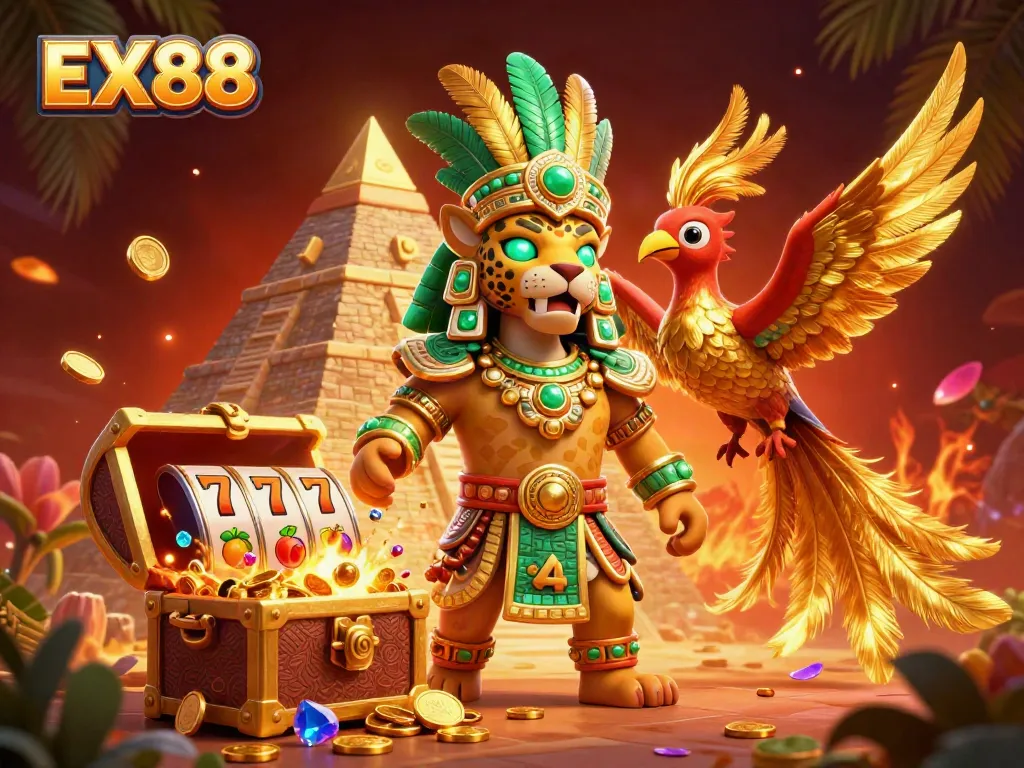 Experience thrilling gameplay with EX88 featuring a Mayan priest and golden treasures.