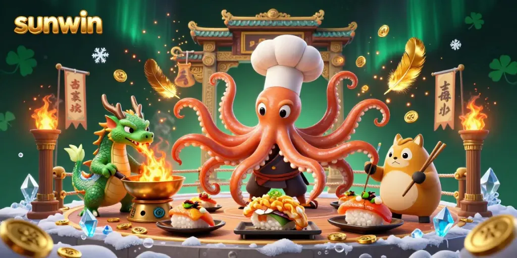 Engage in exciting casino gameplay at sunwin with dynamic characters and vibrant 3D illustration.