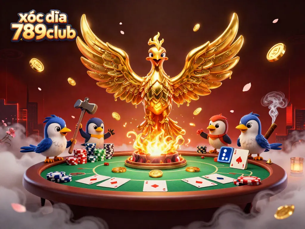 Experience the thrill of xóc đĩa 789club with a dynamic casino illustration showcasing exciting game elements.