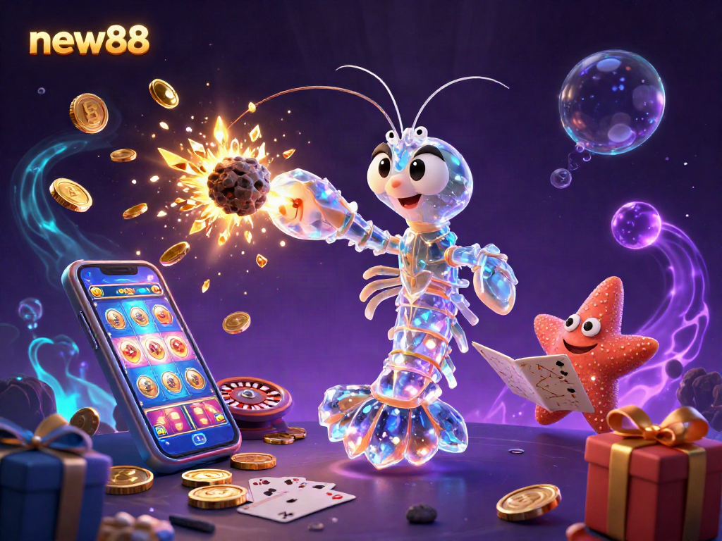 Experience new88's exciting games as a galactic samurai shrimp navigates through explosive riches.