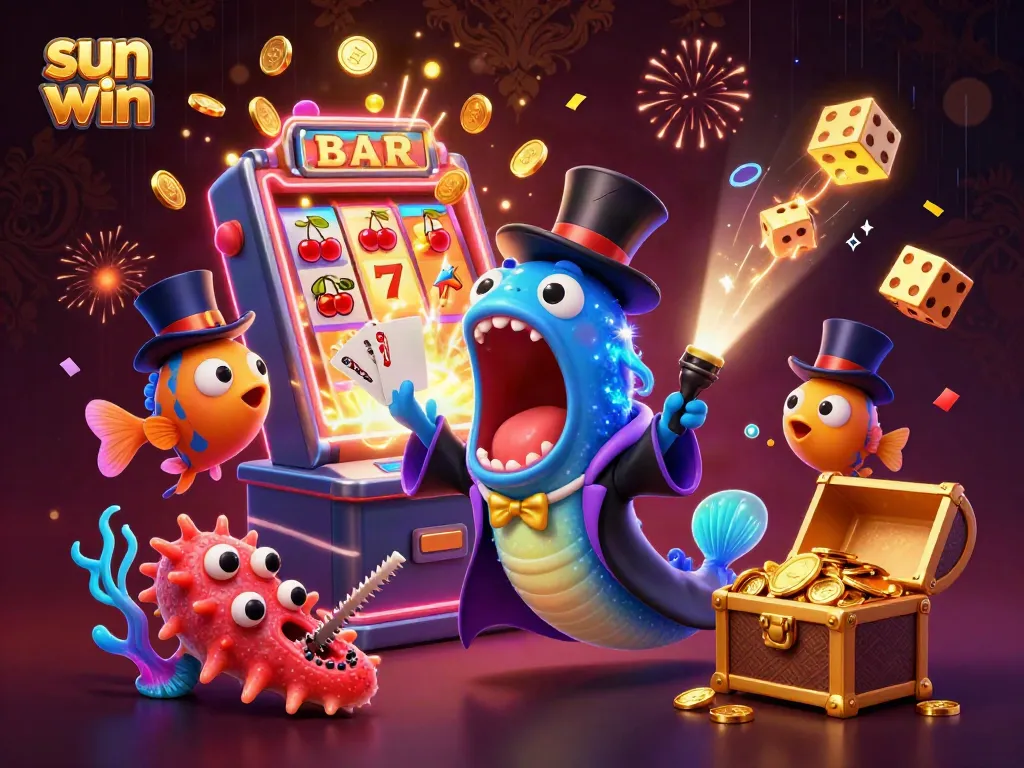 Experience the excitement of sun win with dynamic casino elements, featuring rich visuals and action-packed characters.