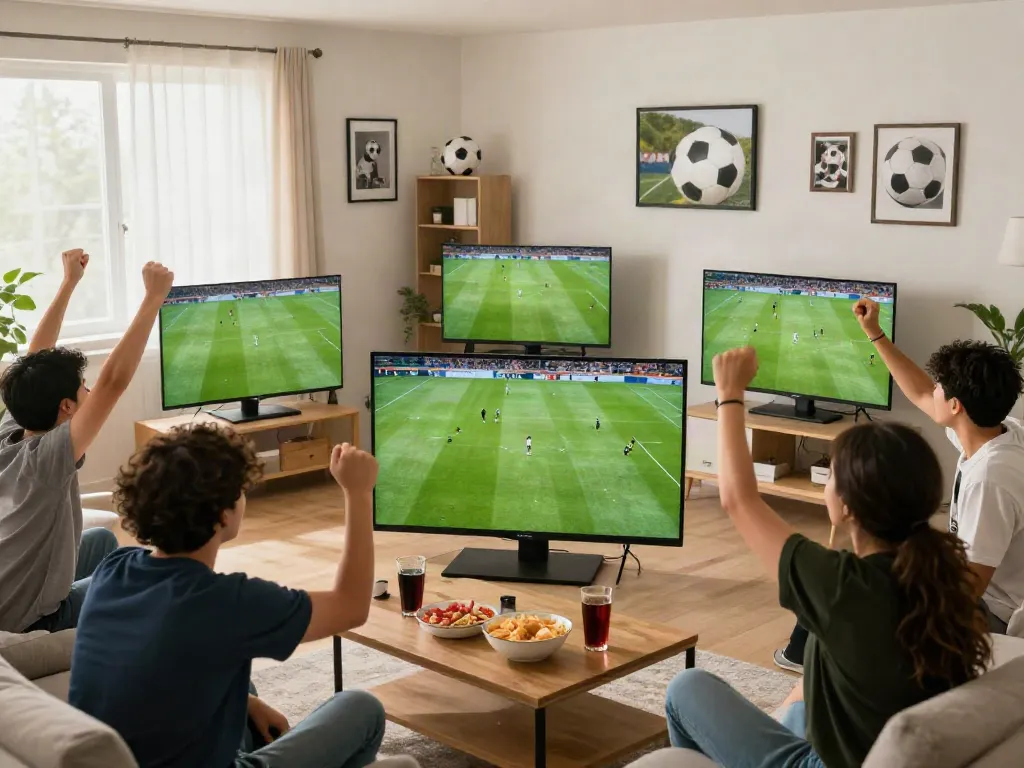Fans enjoying a live football match on Gavangtv in a lively setting.