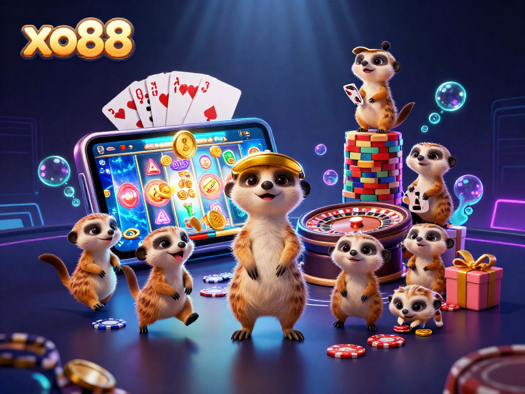Experience thrilling gameplay at xo88 with our exciting 3D digital casino illustration featuring meerkats!