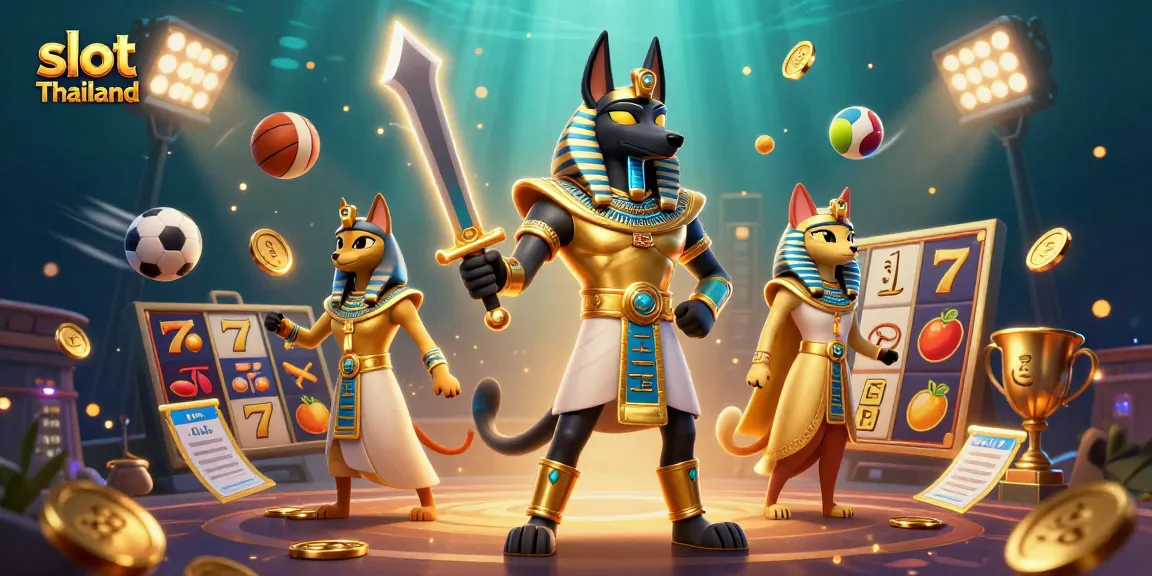 Jelajahi slot Thailand dengan ilustrasi 3D Anubis, Bastet, dan elemen permainan yang memikat