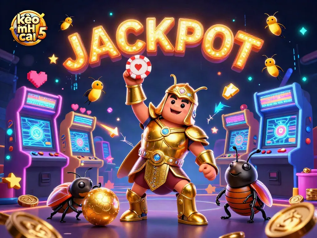 Experience the thrill of kèo nhà cái 5 with vibrant characters and casino games in a rich 3D scene.