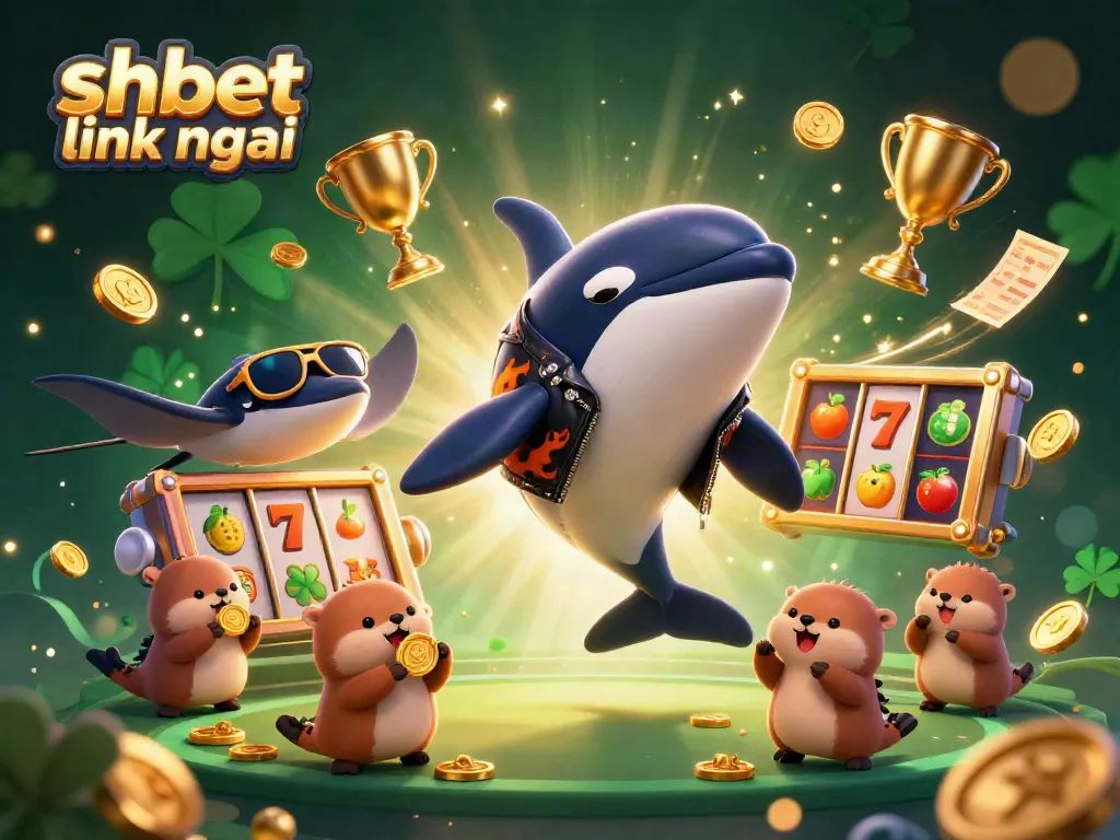 Experience the thrill with the shbet link mới in this vibrant casino-themed 3D illustration.