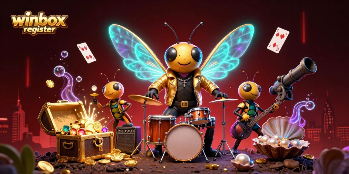 Experience the excitement of winbox register with vibrant gaming elements and animated characters in a dynamic casino scene.