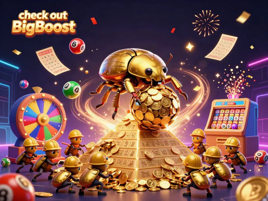 Check out BigBoost and join a lively casino scene with golden characters and vibrant game elements.
