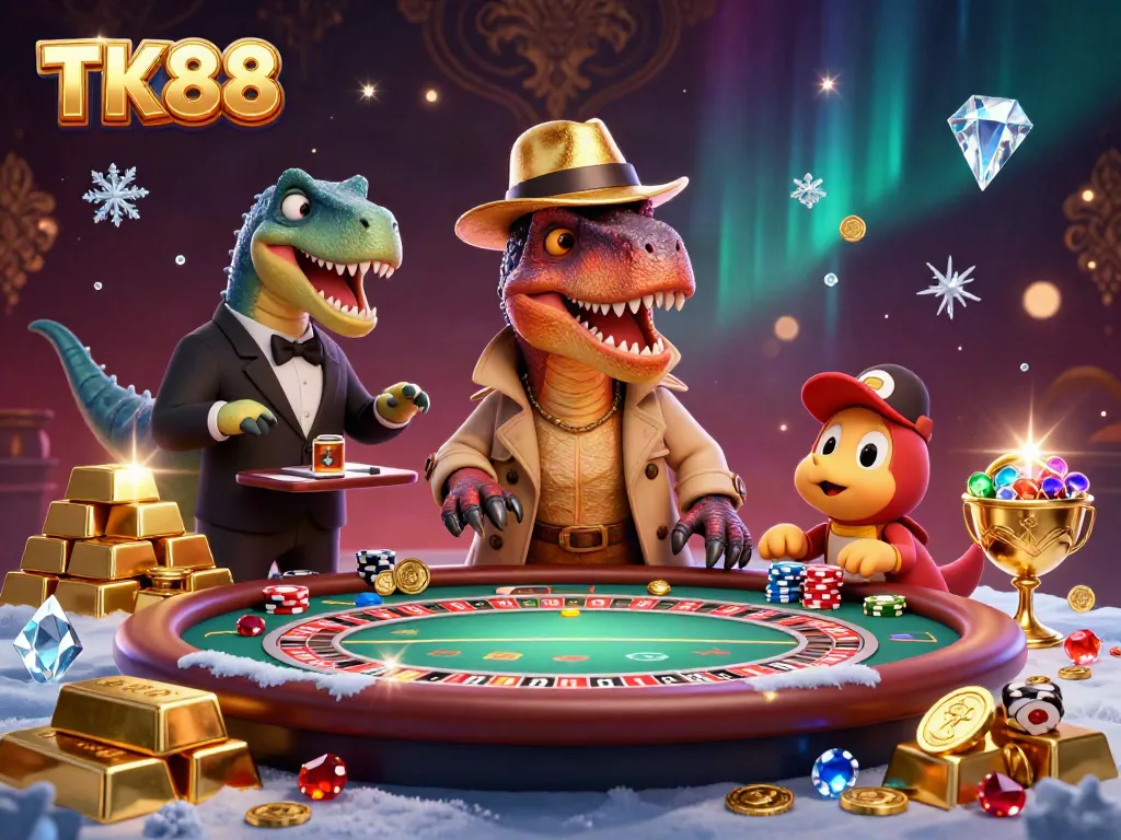 Experience exciting gameplay at TK88 with a velociraptor card counter at a lively blackjack table.