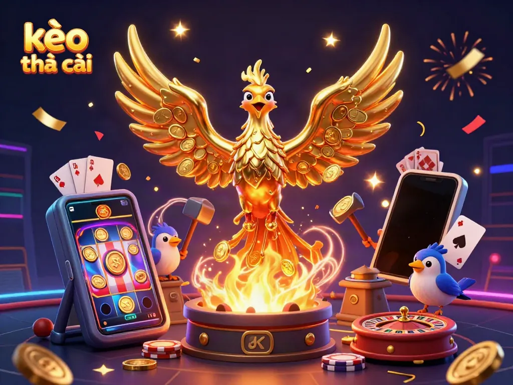 Bettors exploring kèo nhà cái with a molten phoenix and exciting gambling elements for winning strategies.