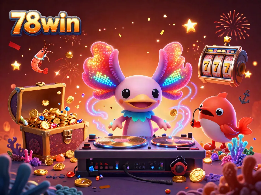 Experience vibrant energy with the 78win DJ, spinning in an ultra-detailed underwater casino scene.