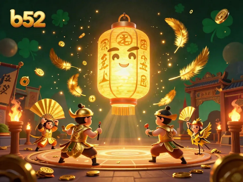 Experience the vibrant B52 online casino with dynamic game elements and glowing lantern spirit.