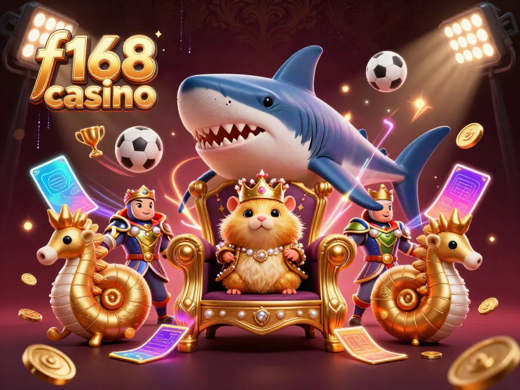 Experience the excitement of f168 casino with a vibrant 3D scene showcasing energetic characters and dynamic elements.
