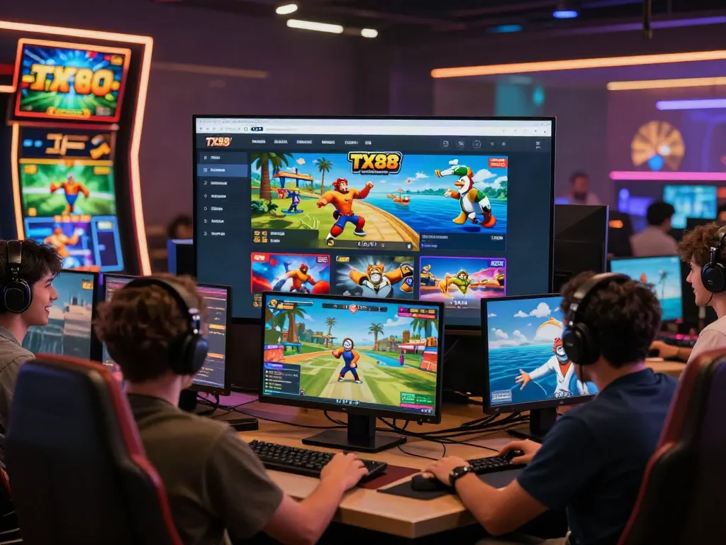 Players engaged in online gaming on TX88 platform, showcasing excitement and diverse gaming options.