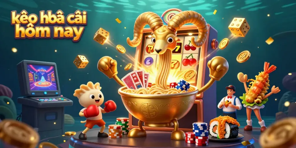Experience vibrant energy with kèo nhà cái hôm nay in a lively casino scene featuring playful characters and dynamic game elements.