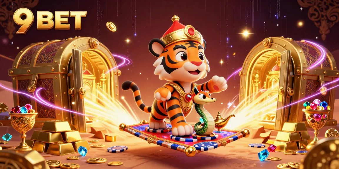 Win big with 9BET as the sultan brings treasures from a golden palace in this vibrant casino scene
