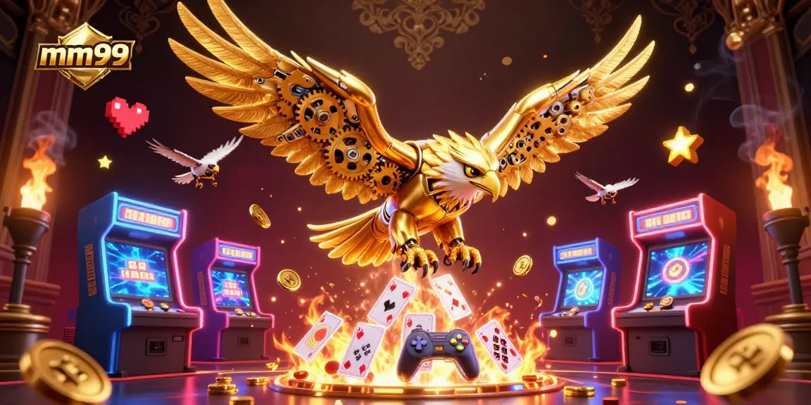 Experience winning thrills with mm99 in a vibrant, ultra-detailed casino-themed 3D illustration.
