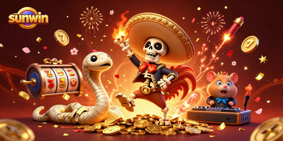 Experience fun with sunwin as the skeleton mariachi and friends celebrate big wins in a casino.