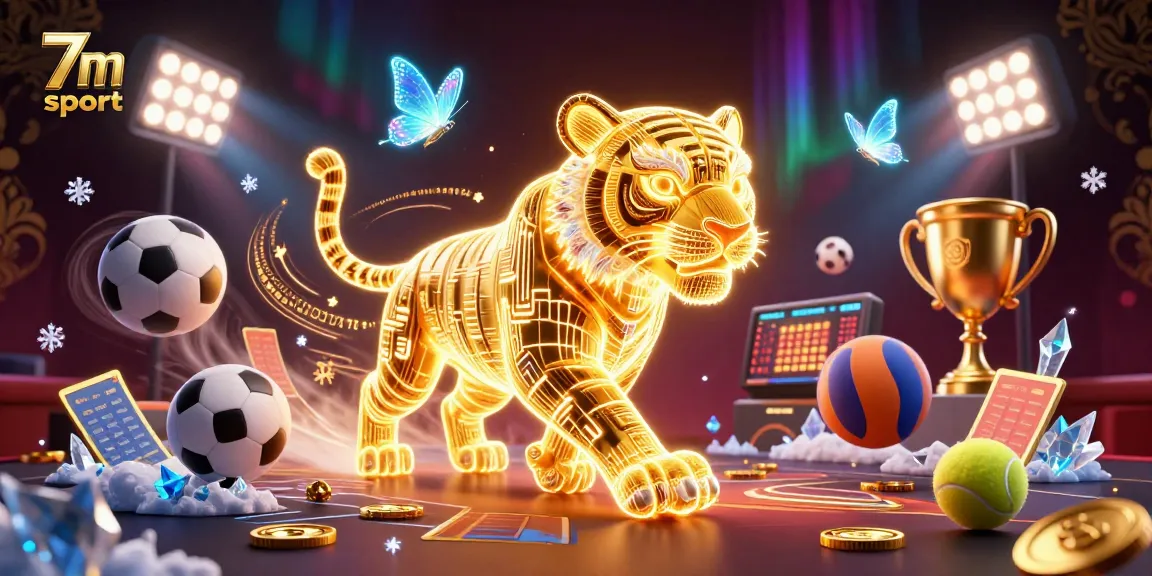 Experience thrilling 7m sport action with a neon tiger and sports elements in a digital casino.