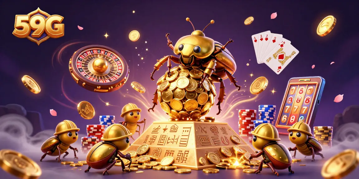 Experience thrilling gaming at 59G with golden coins cascading from every direction.