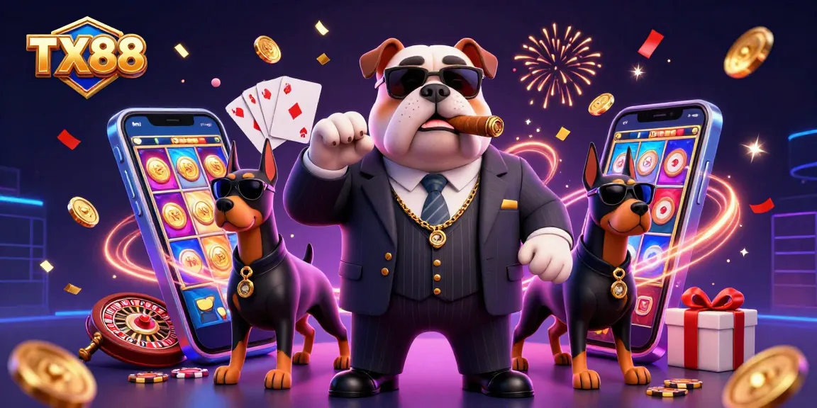 Engage with the TX88 casino experience through a vibrant and dynamic 3D illustration.
