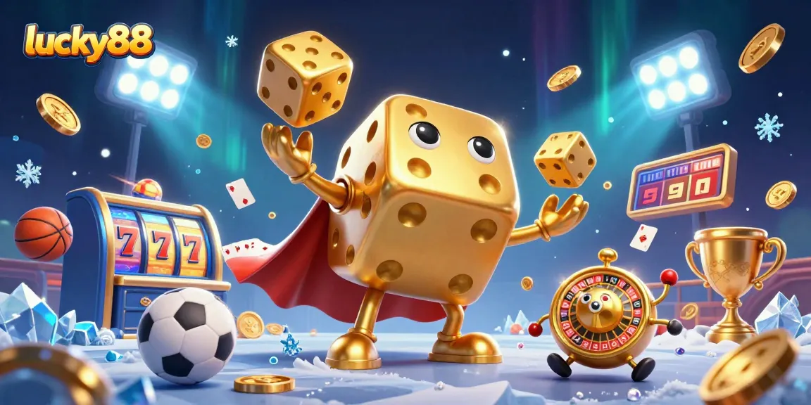 Experience excitement with lucky88 in this vibrant, action-packed casino illustration featuring dynamic gaming elements.