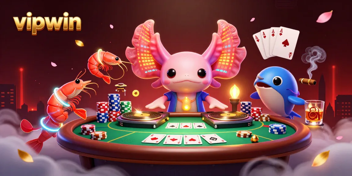 Experience the excitement of vipwin with vibrant casino action and dynamic characters in a neon underwater setting.